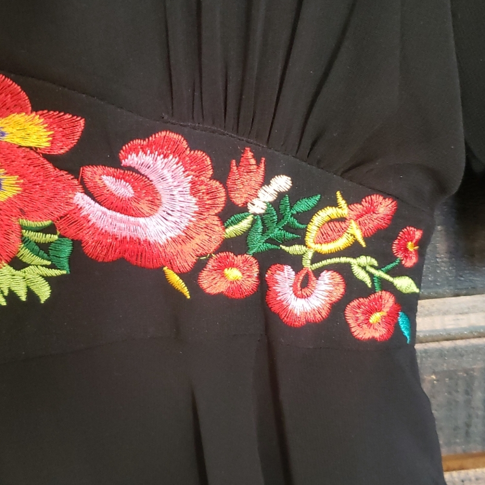 Annabella Embroidered Black Dress - Picture 4 of 5